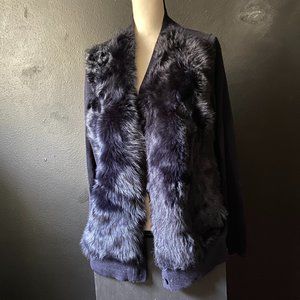 J. Crew Collection Navy Shearling Cardigan XL